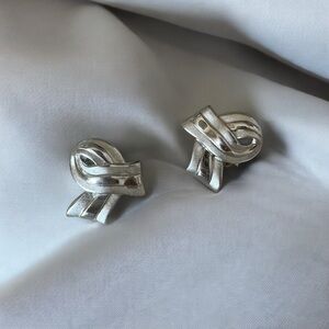 Trifari Silver Ribbon Earrings